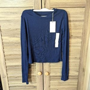 A New Day Navy blue crop top long sleeves NWT Size S